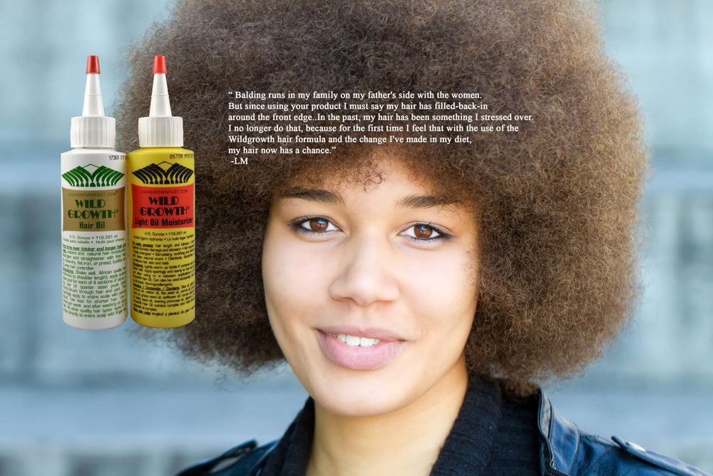 Wild Growth bottle beside comb illustrating detangling benefit and reduced styling time
