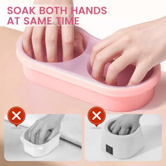 Wilfniee hand soaking in bowl illustrating faster removal and comfort