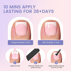 Wilfniee applying press on toenails to toes for fast at-home pedicure