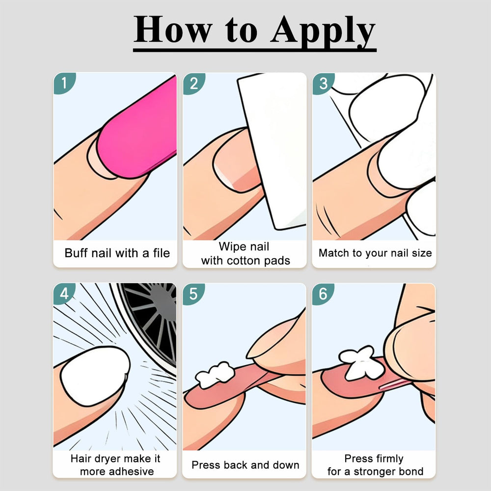 Willaudy small nail file and plastic stick included with tabs for fitting and pressing down adhesives
