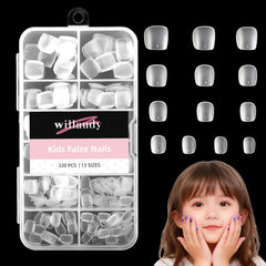 Willaudy front packaging showing complete 320-piece kids nail kit and benefits