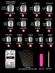 Willaudy size layout display of 13 sizes for accurate fitting on kids' nails