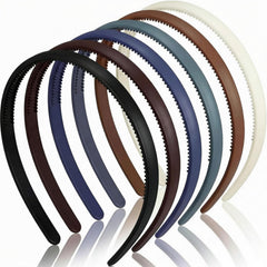 WILLBOND front view of six skinny headbands showing color selection and neat packaging benefit
