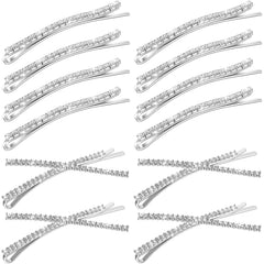 WILLBOND front view of silver rhinestone bobby pins showing sparkle and elegance