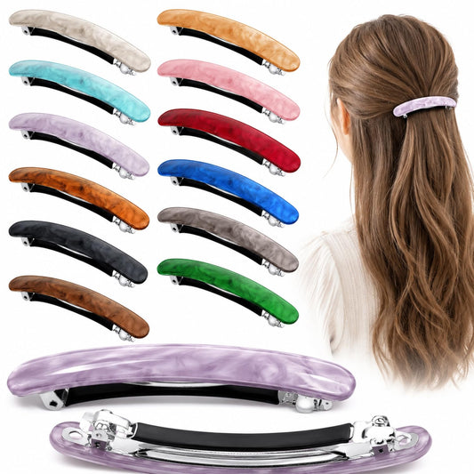 WILLBOND front view of mixed tortoise shell barrettes showing variety and elegance