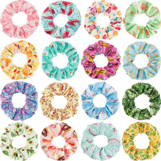 WILLBOND front packaging showing 16 colorful print scrunchies and visibility