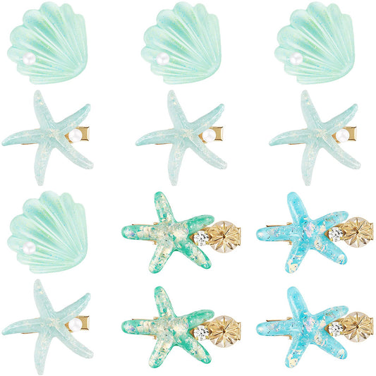 WILLBOND front packaging view showing 12 blue shell and starfish clips, great gift idea