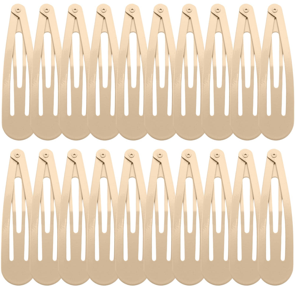 WILLBOND front view of thirty taupe metal snap hair clips showing quantity and neat packaging benefit