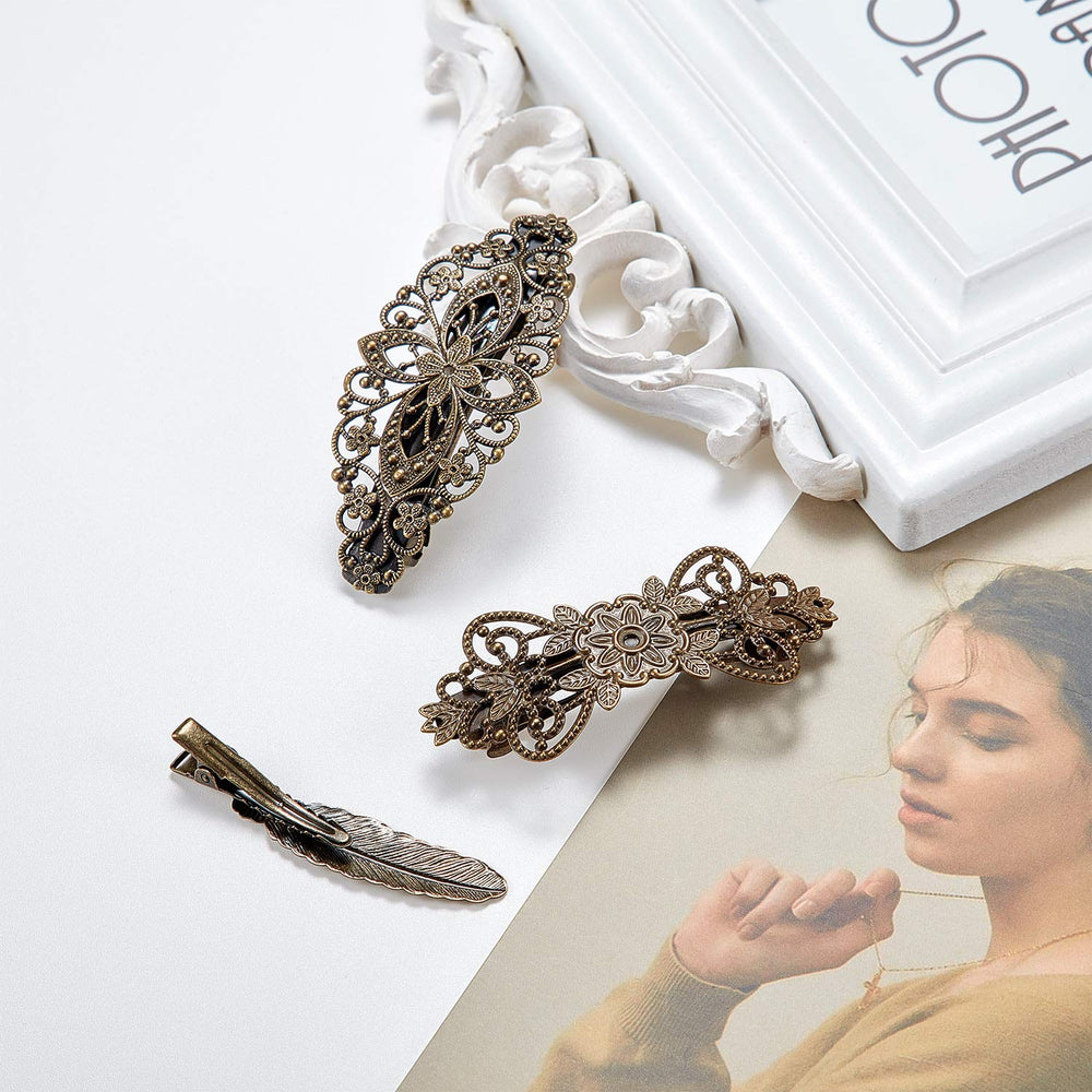 WILLBOND barrette in hair side sweep adding vintage romantic flair