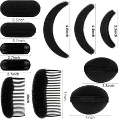 WILLBOND laid-out 11-piece collection showing variety of sponges and clips for styling options