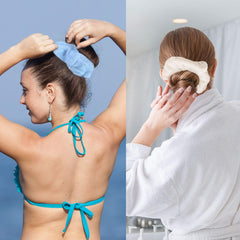 WILLBOND scrunchies on bathroom vanity showing ready-to-use convenience
