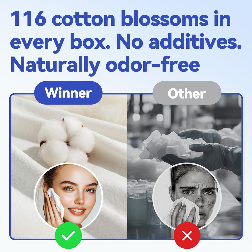 Winner packaging label detail showing 100% cotton and odor-free benefit