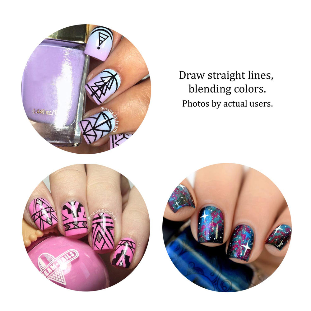 Winstonia brush in use painting fine nail line showing improved detail accuracy