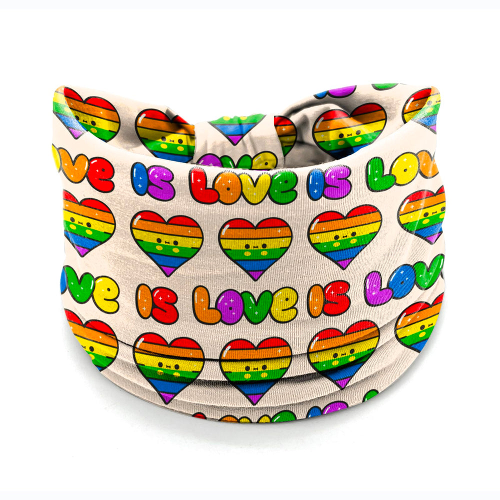 winthrop printed designs close-up highlighting Pride text and heart motifs