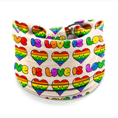 winthrop printed designs close-up highlighting Pride text and heart motifs