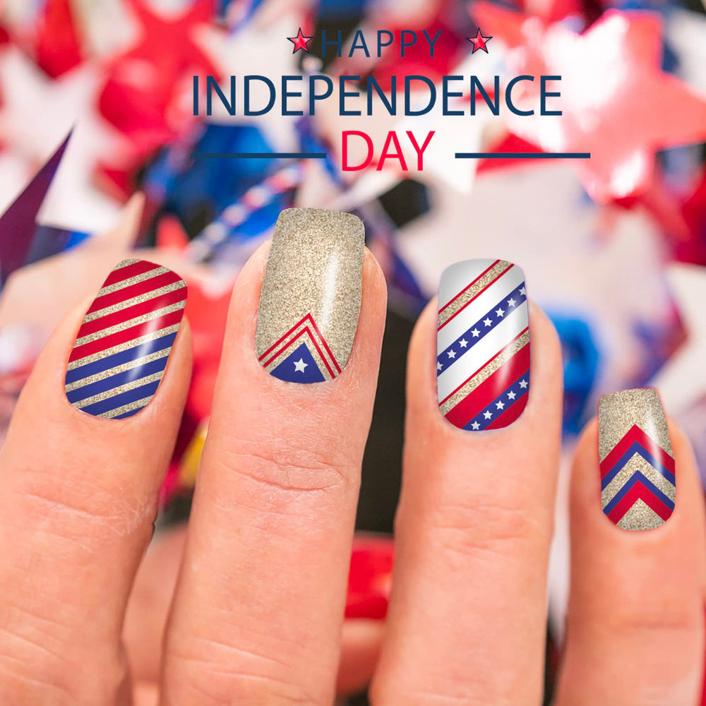 winthrop swatch applied on fingers, demonstrates instant patriotic look and ease