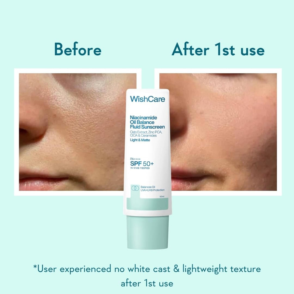 WishCare sunscreen on hand absorbing fast with no greasiness benefit
