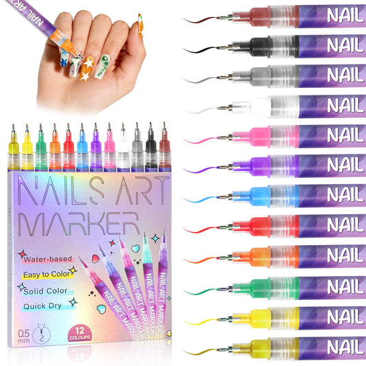 WJOWJO front packaging showing 12 vibrant nail art pens and benefits