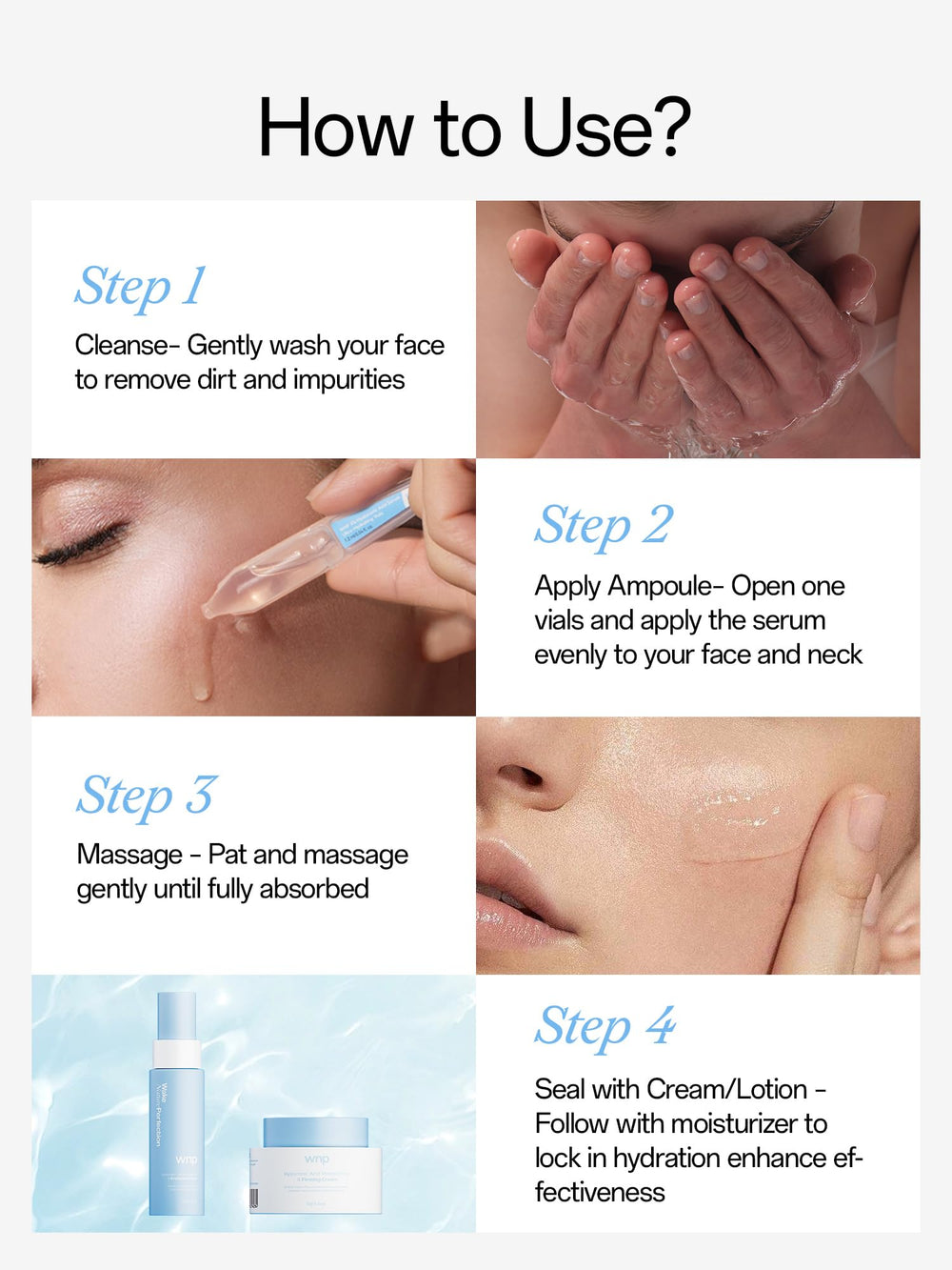 WNP serum being applied before makeup for smoother finish