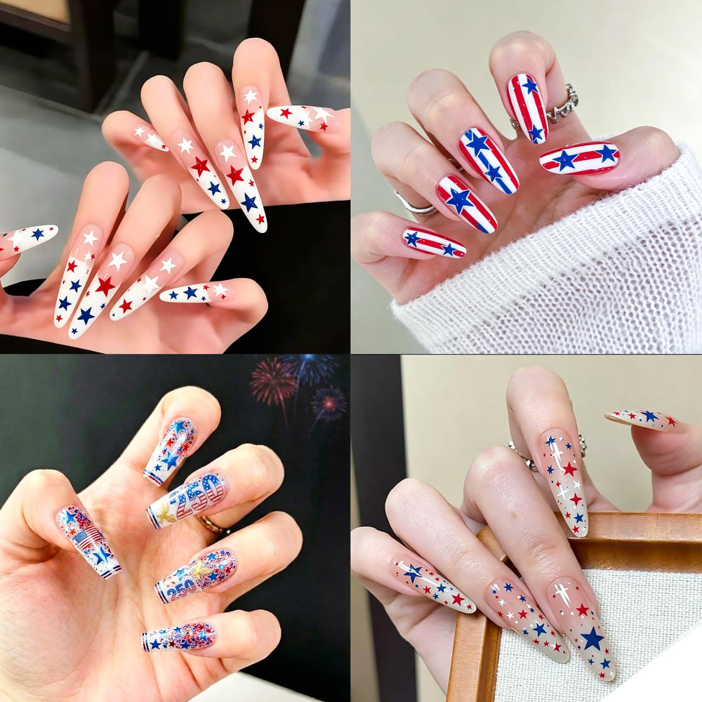 Woduntes lifestyle patio party shot highlighting patriotic nails for gatherings