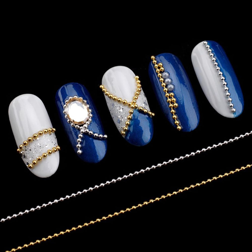 WOKOTO chains applied on acrylic nail displaying finished salon look