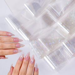 WOKOTO finished manicure with aurora foil offering bold, photogenic sparkle