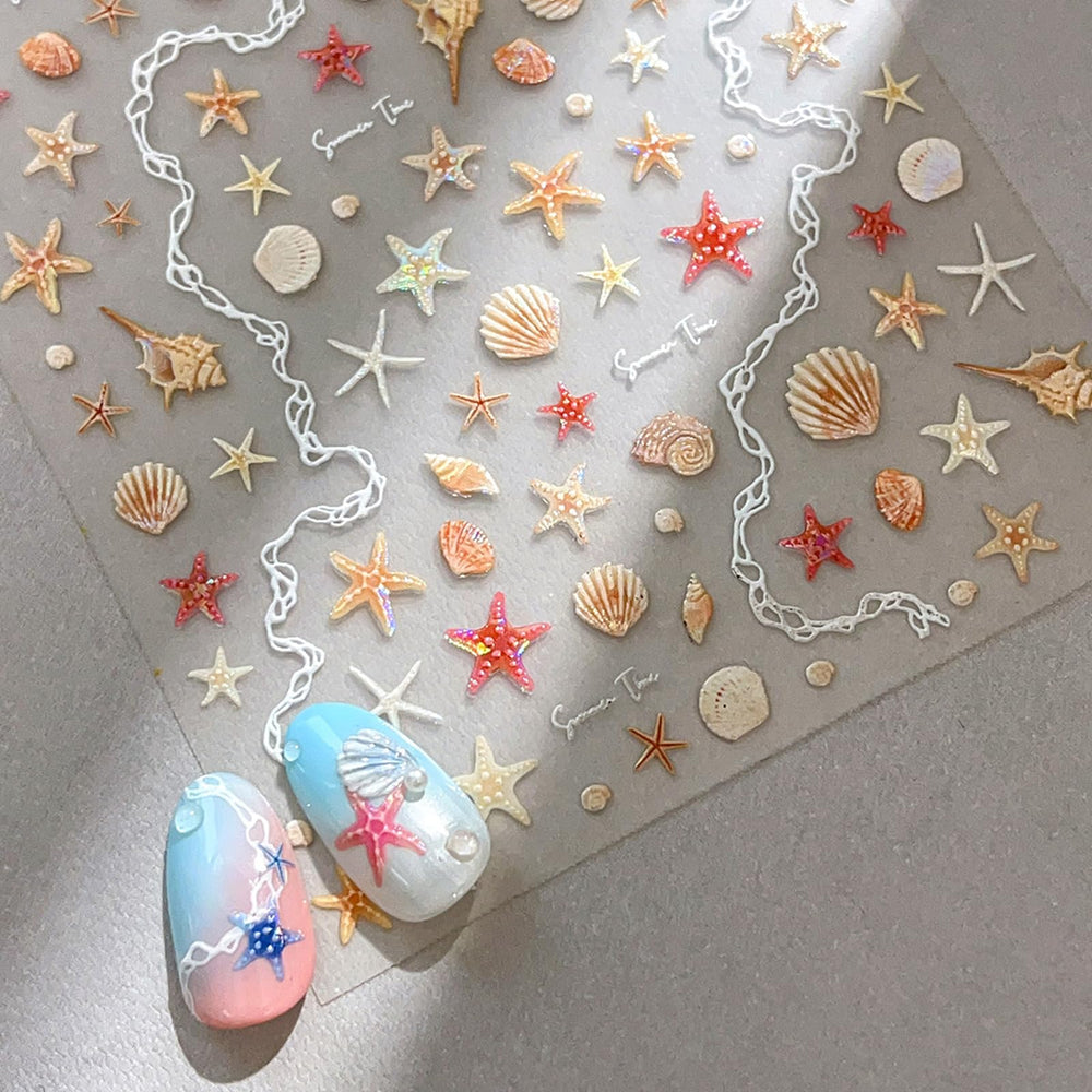 WOKOTO starfish decal applied on a nail demonstrating instant style