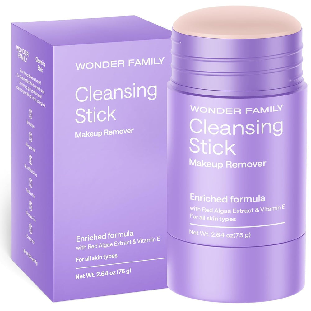 WONDER FAMILY front packaging of cleansing balm stick showing compact travel-friendly design