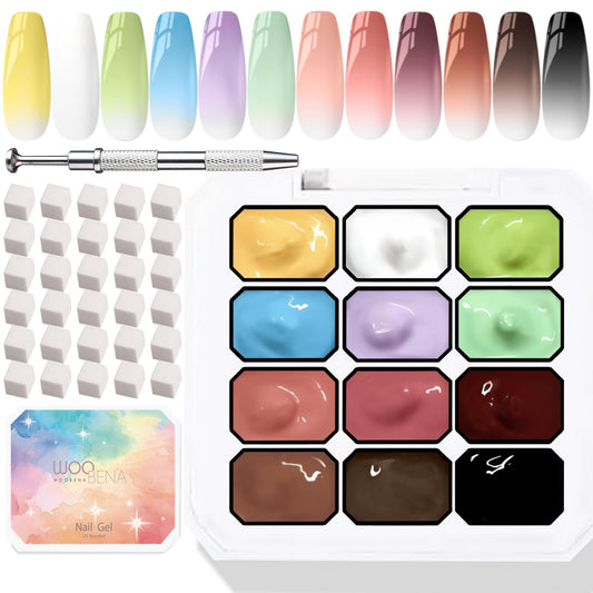 Woobena open case showing 12 colors and portable organization for travel