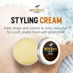 Woody's open jar close-up of cream texture, displays smooth spreadable consistency