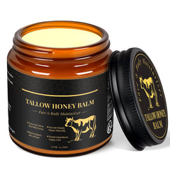 WOPD beef tallow tin front view showing compact packaging and benefits