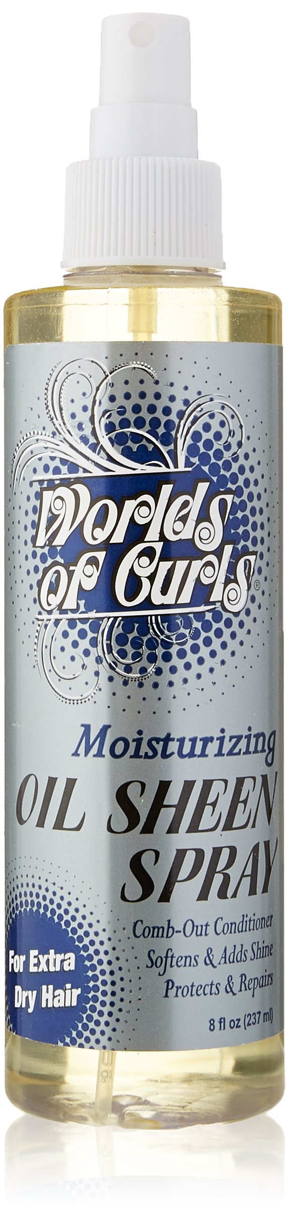 Worlds Of Curls front bottle showing label and 8 oz size benefit