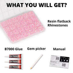 Worthofbest open 24-grid container displaying sorted pink rhinestones for organized crafting