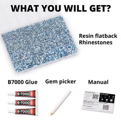 Worthofbest 24-grid organizer with sorted blue rhinestones for easy access