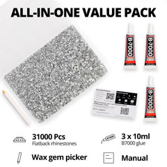 Worthofbest 24-grid organizer with sorted rhinestone sizes for quick access