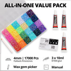 Worthofbest open 24-grid organizer revealing sorted multicolor 4mm gems for quick selection