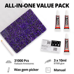 Worthofbest 24-grid organizer with sorted 2–6mm rhinestones for tidy storage and easy access