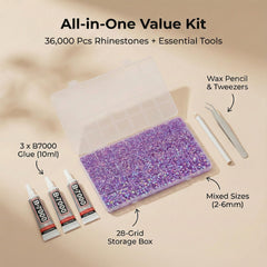 Worthofbest clear 28-grid organizer filled with sorted lavender gems for quick access