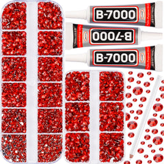 Worthofbest front package showing full 7500pcs red rhinestones kit benefit organized supply
