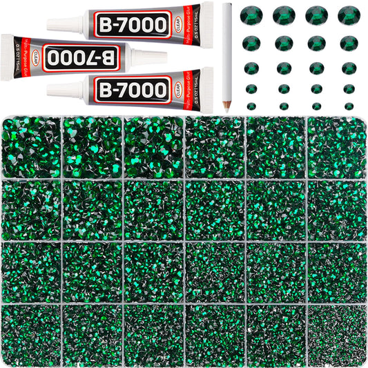 Worthofbest front packaging showing emerald rhinestones and tools for easy identification