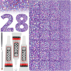 Worthofbest front packaging showing lavender rhinestones and tools for craft convenience