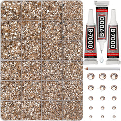 Worthofbest front packaging showing complete tan rhinestone kit and tools