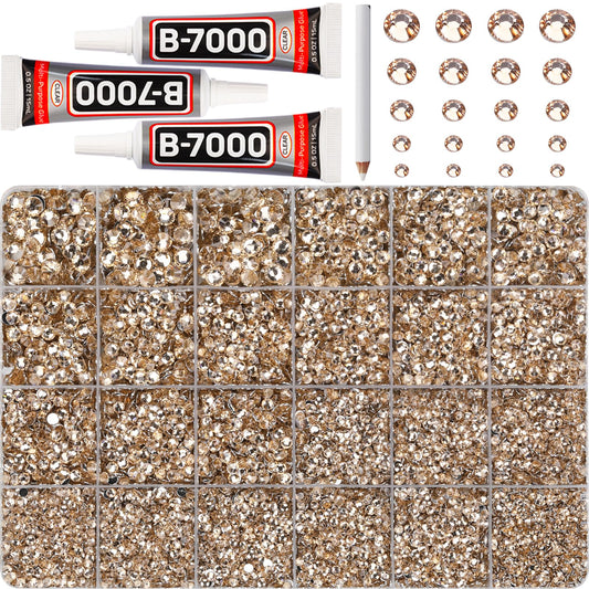 Worthofbest front packaging showing complete tan rhinestone kit with contents and benefits