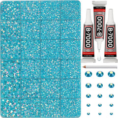 Worthofbest front packaging showing turquoise rhinestones and tools for easy crafting