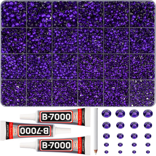 Worthofbest product front packaging showing purple rhinestones and accessories for quick identification and storage benefit
