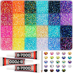Worthofbest front packaging showing full 17000-piece rhinestone kit and tools for easy organization