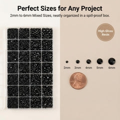 Worthofbest close-up of mixed-size black rhinestones showing precision sparkle