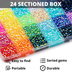 Worthofbest sorted 24-grid tray with multicolor stones for tidy storage and selection