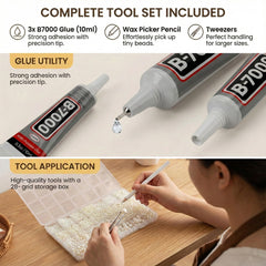 Worthofbest three B7000 glue tubes with tweezers and wax picker for precise placement