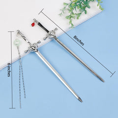 WOVOWOVO sword hair sticks packaging arrangement showing four-piece set and presentation